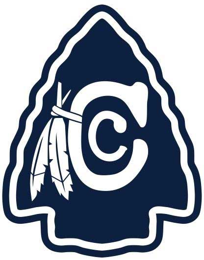 Arrowhead illustration with C and feathers